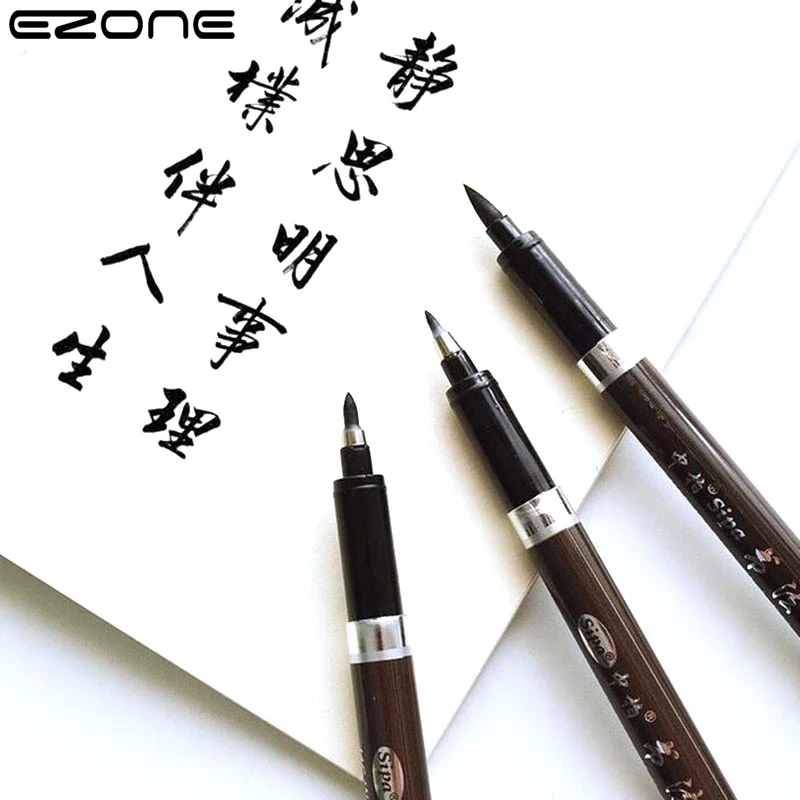 EZONE 3PCS Multifunction Brush Pen Calligraphy Markers Art Writing Office School Supplies Stationery Student | Канцтовары для офиса