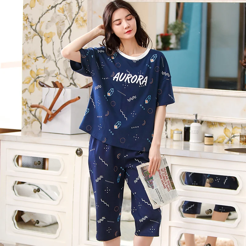 

Cotton High-quality Sleepwear Korean Version Of Ladies Cartoon Personality Interesting Round Neck Ladies Short-sleeved Home Wear