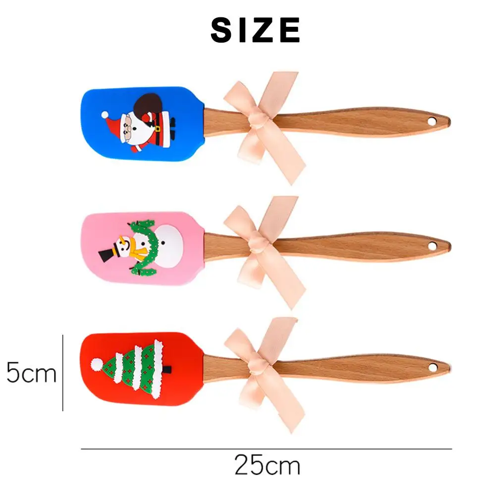 Силиконовый шпатель для масла скребок смешивания крема с деревянной ручкой