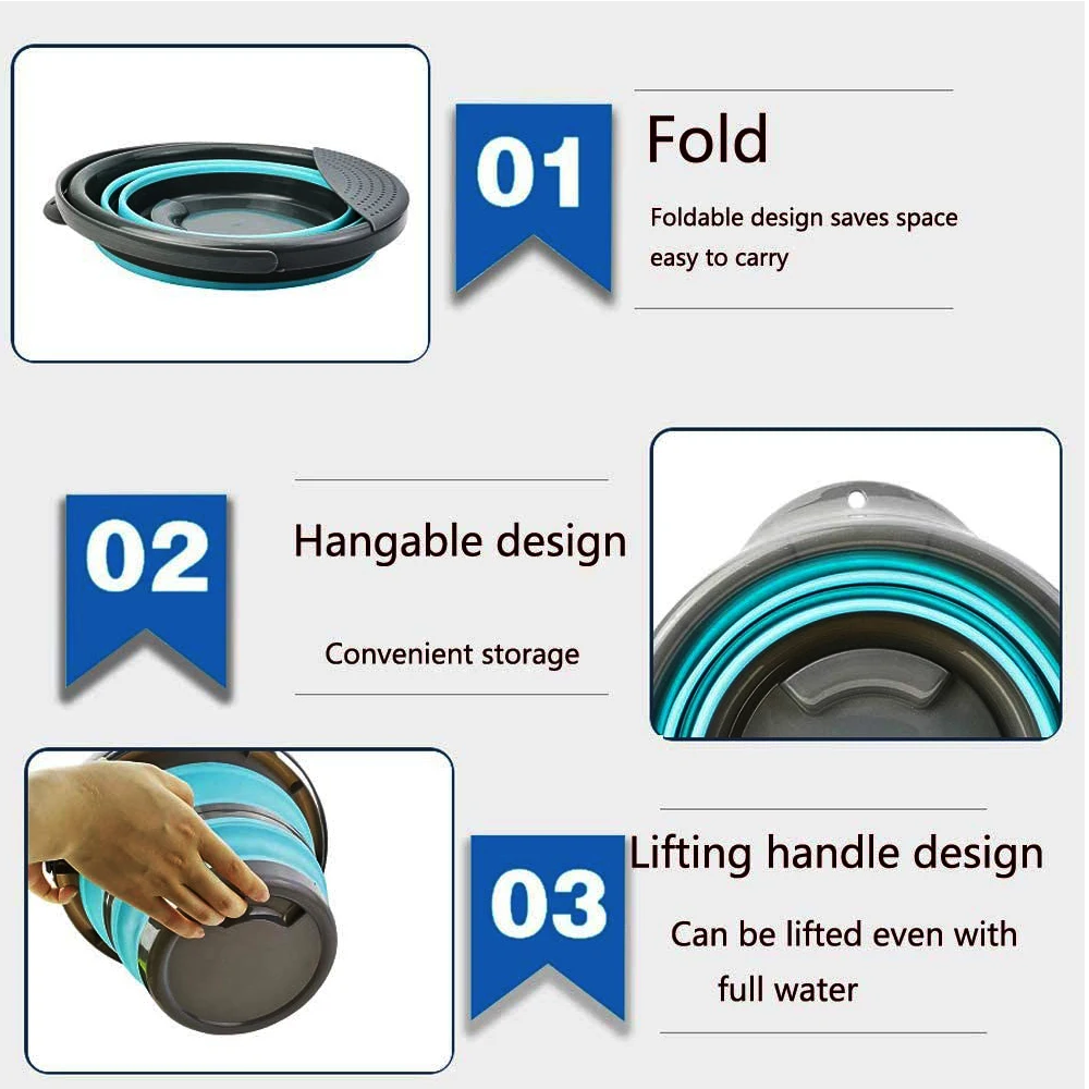 Складное ведро портативный складной мешок емкость для воды с прочной ручкой