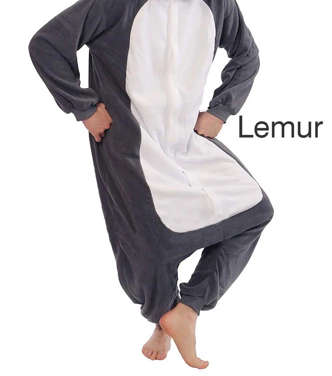lemur Кигуруми, комбинезон для взрослых, унисекс, флис, животное, Акула, пижама, новинка Ночная Пижама, пижама, комбинезон, одежда для сна, карнавал, косплей, костюмы - Цвет: lemur
