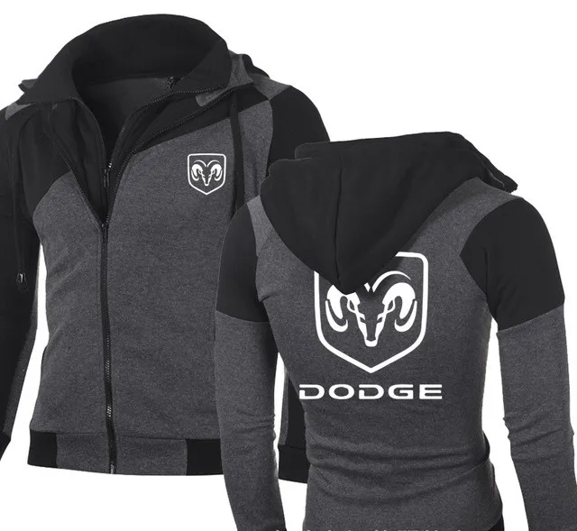 

Men's Fashion for DODGE Casual Sweatshirt Sportswear Casual Jacket Coat Hip Hop Double Zipper Cotton Hoodie Cardigan j