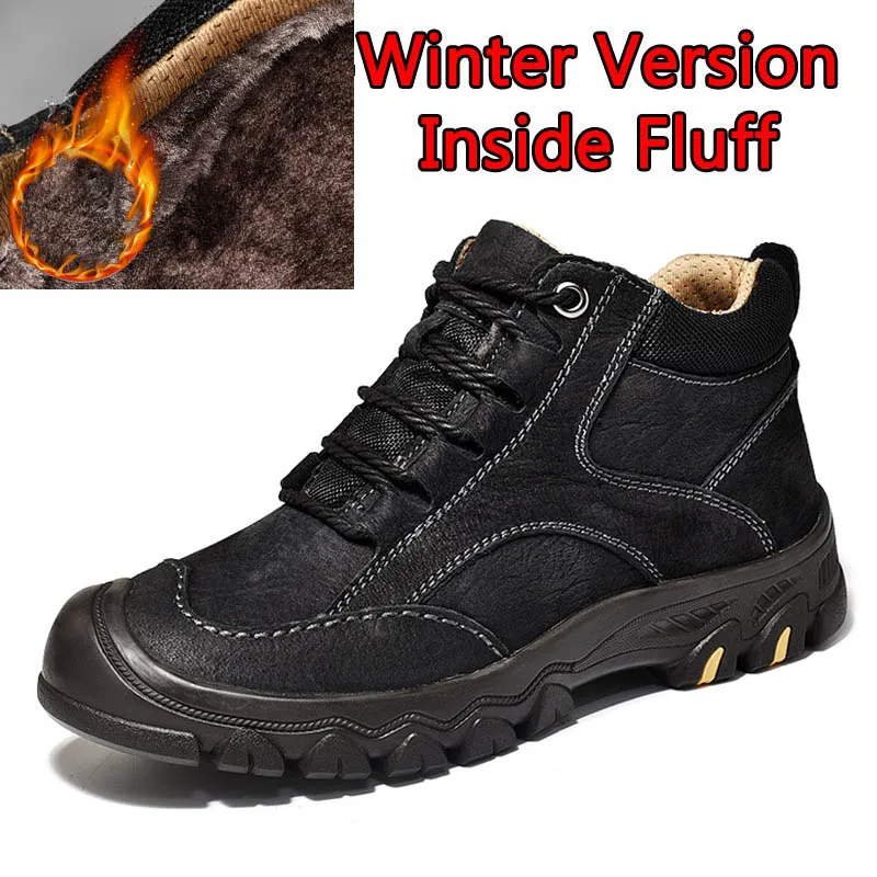 Winter Black SURGUT/Зимние военные тактические ботинки для мужчин; кожаные уличные кроссовки с круглым носком; мужская повседневная обувь для пустыни; большие размеры 38-46 - Цвет: Winter Black