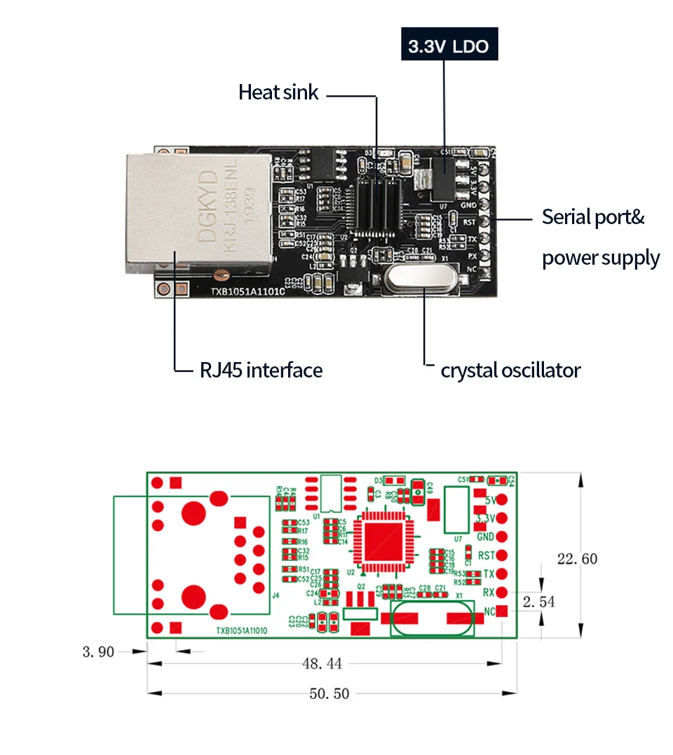 Модуль последовательного преобразования RS232 в Ethernet уровень TTL 3 В порты TCP сетевой