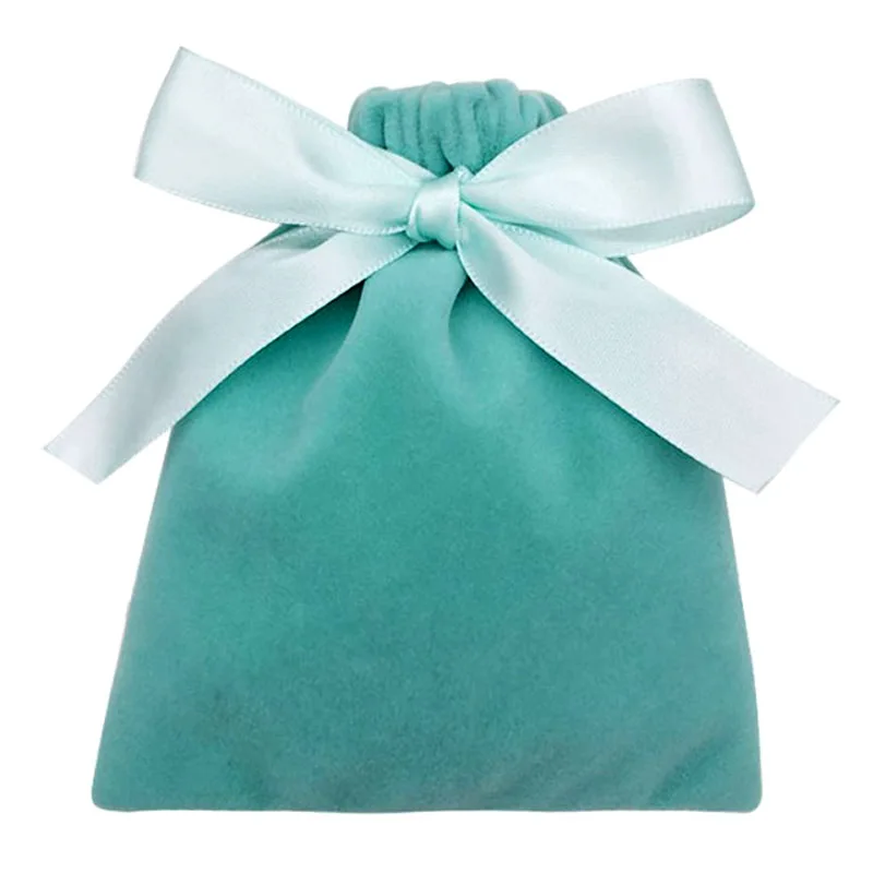 

Turquoise Blue Velvet Jewelry Gift Bags 5x7cm 7x9cm 9x12cm pack of 50 Custom Logo Candy Sack Makeup Small Drawstring Pouch
