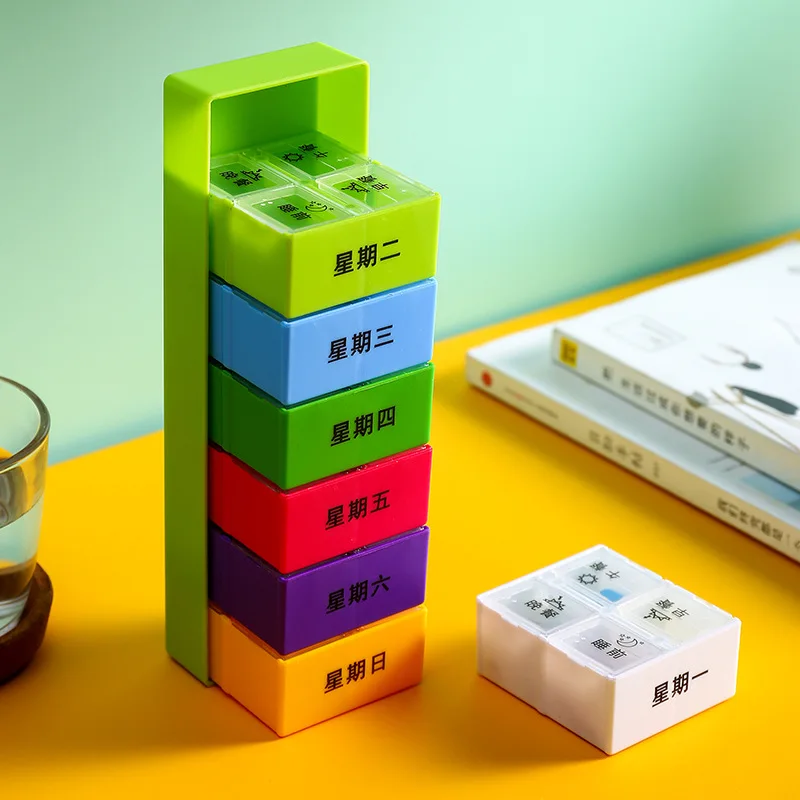 

28 Grid Plastic Medicine Box Square Drug Container Tablet Dispenser Plastic Independent Lattice Weekly Tablet Holder Organizer