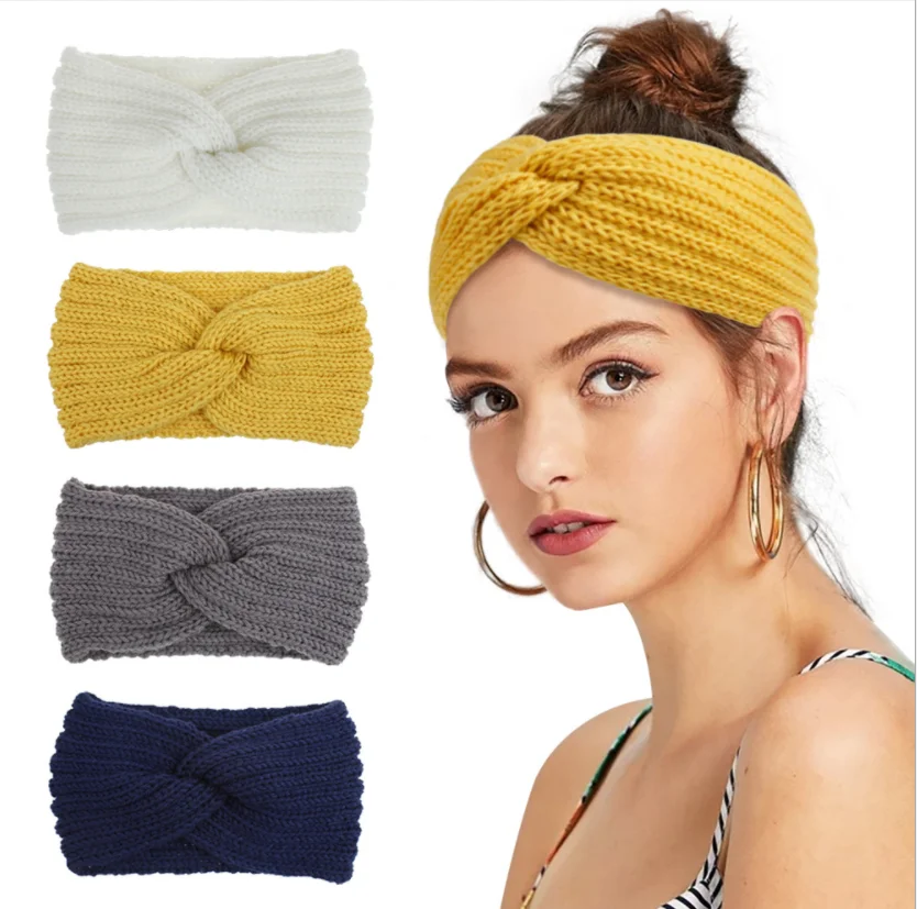 

Women's Autumn and Winter Accessories Wool Knitted Knot Hair Band Elastic Girls' Accessories Hair Band Headdress Hair