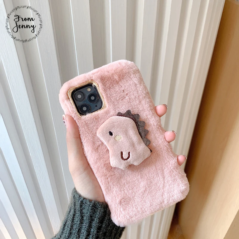 От Дженни плюшевый маленький динозавр для iPhone 11 Pro x xr xs max 7 8 Plus осень и зима