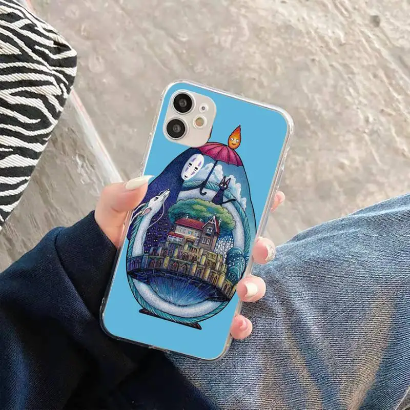

Cute Cartoon Happy Totoro Phone Case Transparent for iPhone 11 12 mini pro XS MAX 8 7 6 6S Plus X 5S SE 2020 XR