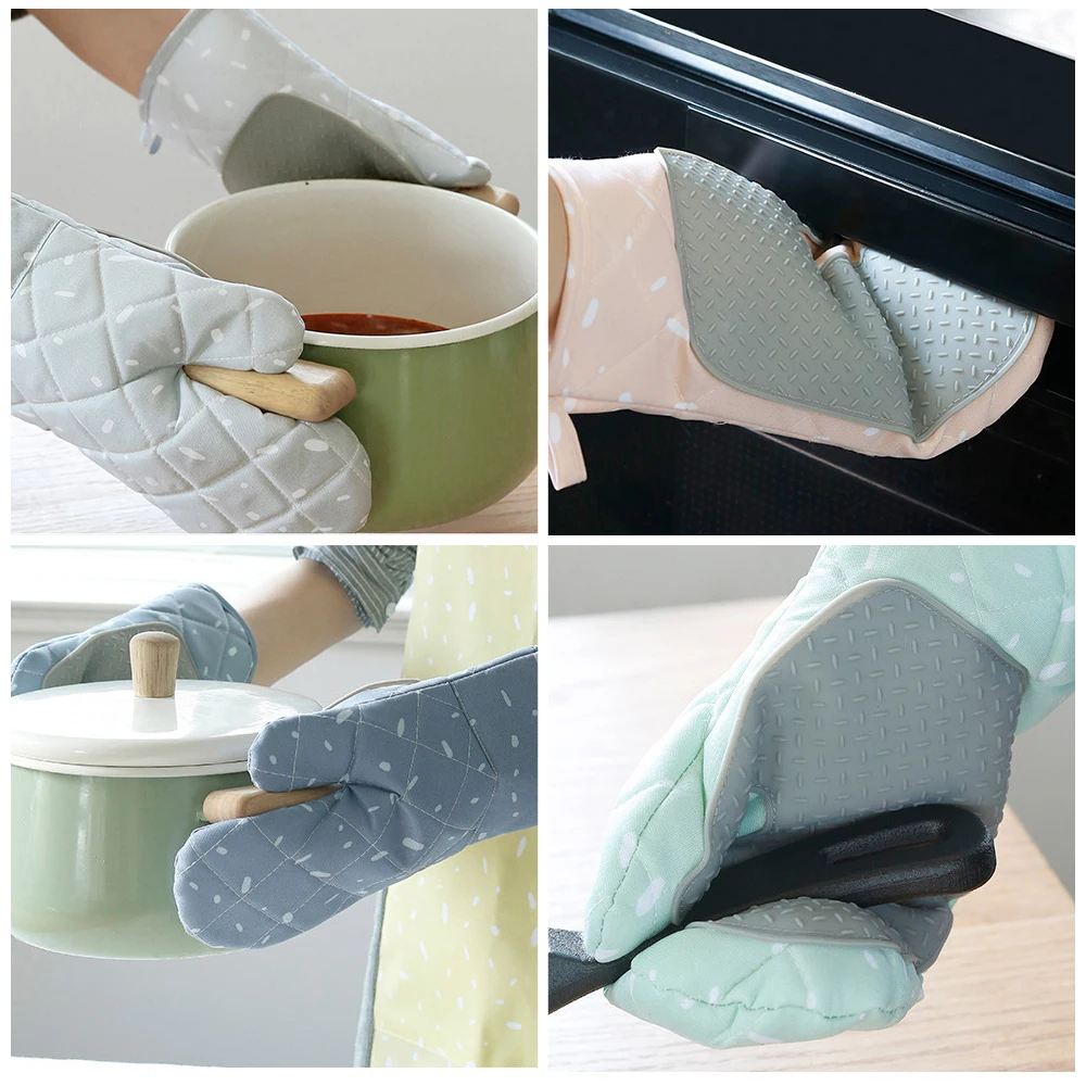 

Kitchen Microwave Gloves Household Non-Slip BBQ Oven Baking Gloves Anti-Slip High Temparature Resistant Oven Mitts