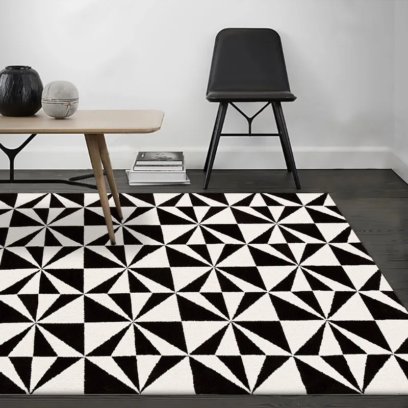 

Modern Nordic minimalist black-and-white triangle irregularly stitched kitchen living room bedroom carpet floor mat