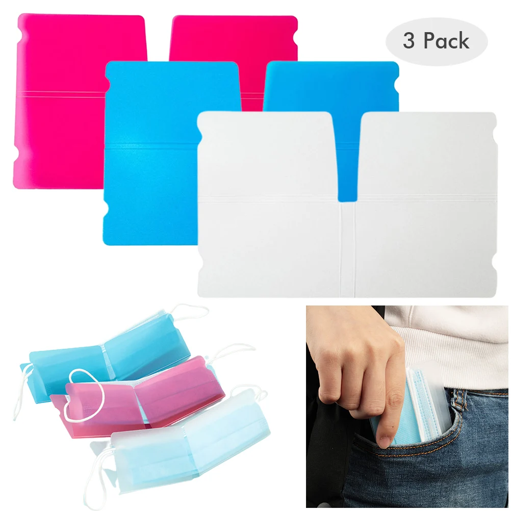 

3PCS Face Cover Storage Folder Keeper Plastic Case Holder Folding Face Cover Clip for Kids Teens Adults