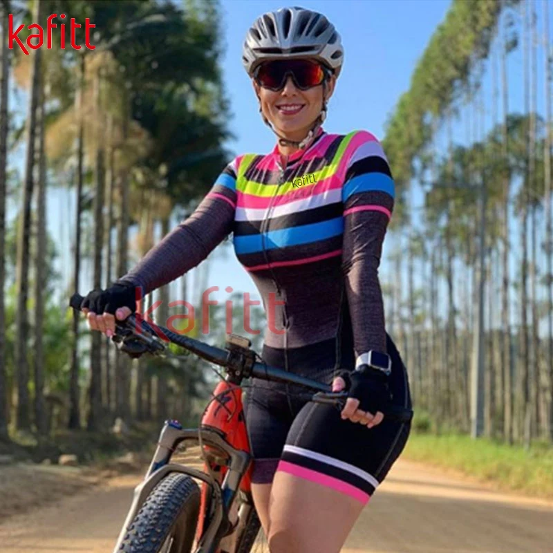 Kafitt Pro КОМАНДА триатлон Для женщин с длинным рукавом Велоспорт костюм