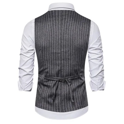 

Men's suit vest autumn and winter new fashion European size men's casual striped vest double-breasted suit vest men