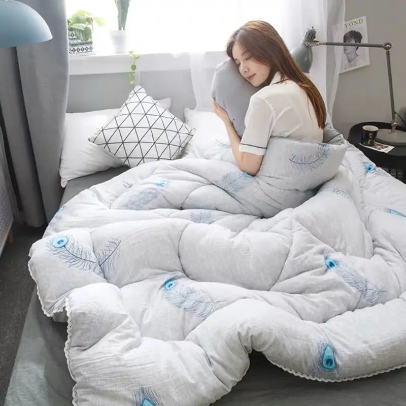 Симпатичные розовые и Белые зимние Утепленные одеяла постельное белье одеяло