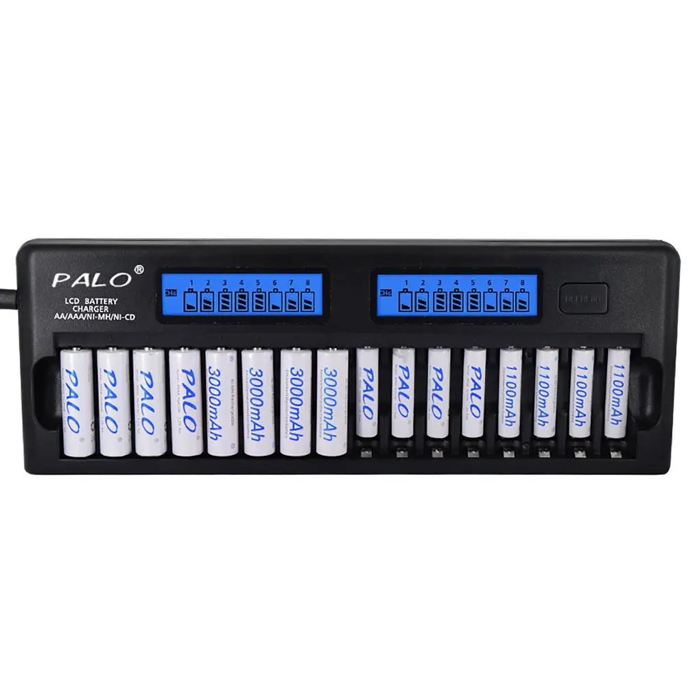 

16 Slot LCD Display Smart Battery Fast Charger Multiple Protection Smart KTV Microphone Battery Charger for AA/AAA No Battery