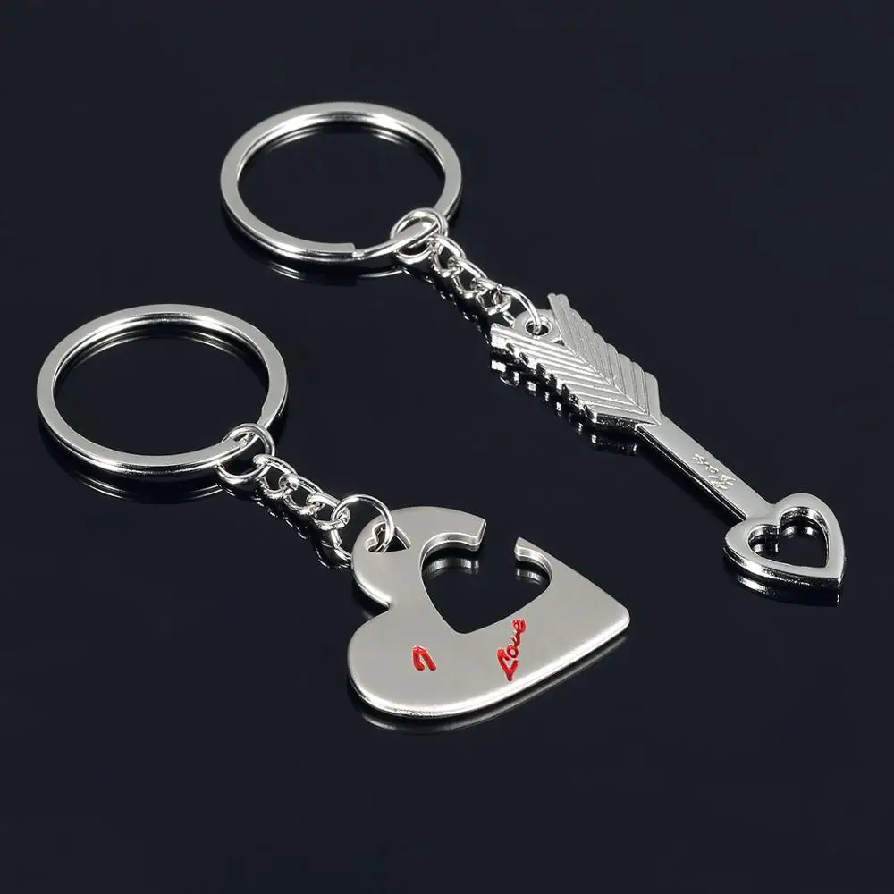 

FREE SHIPPING by FEDEX 100pairs/lot Wholesale Zinc Alloy An Arrow Through the Heart Keychain Metal Heart Keyring For Lovers