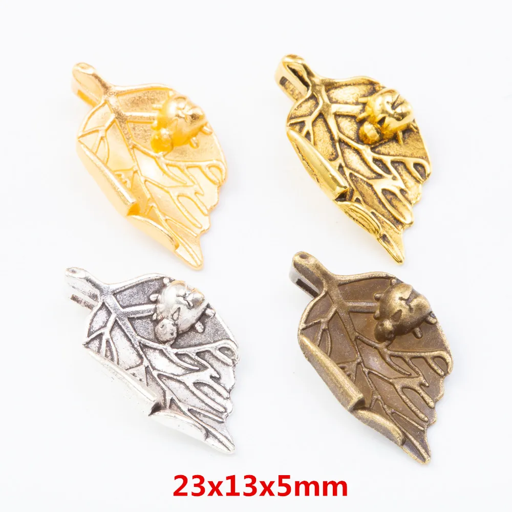 

45 pieces of retro metal zinc alloy leaves pendant for DIY handmade jewelry necklace making 7816