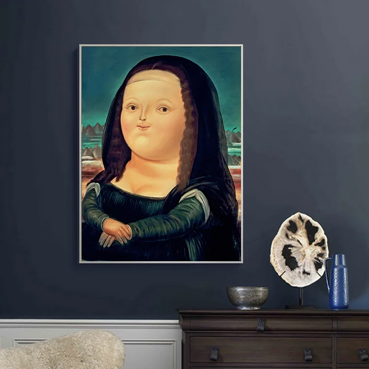 

Mona Lisa Hallway Hanging Painting Core Studio Living Room Porcelain Poster Printing Cactus Sofa Background Wall Decoration