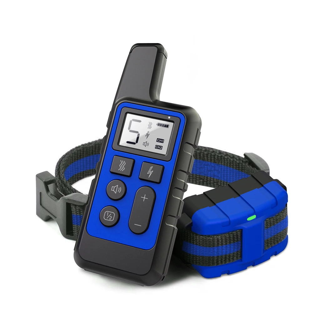 Анти-лай дрессировка собаки ударный ошейник ЖК-дисплей с пультом дистанционного