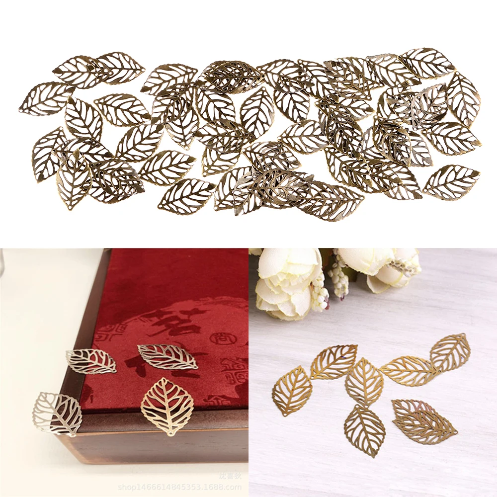 50 шт. листья филигранные цветочные обертки металлические подвески поделки