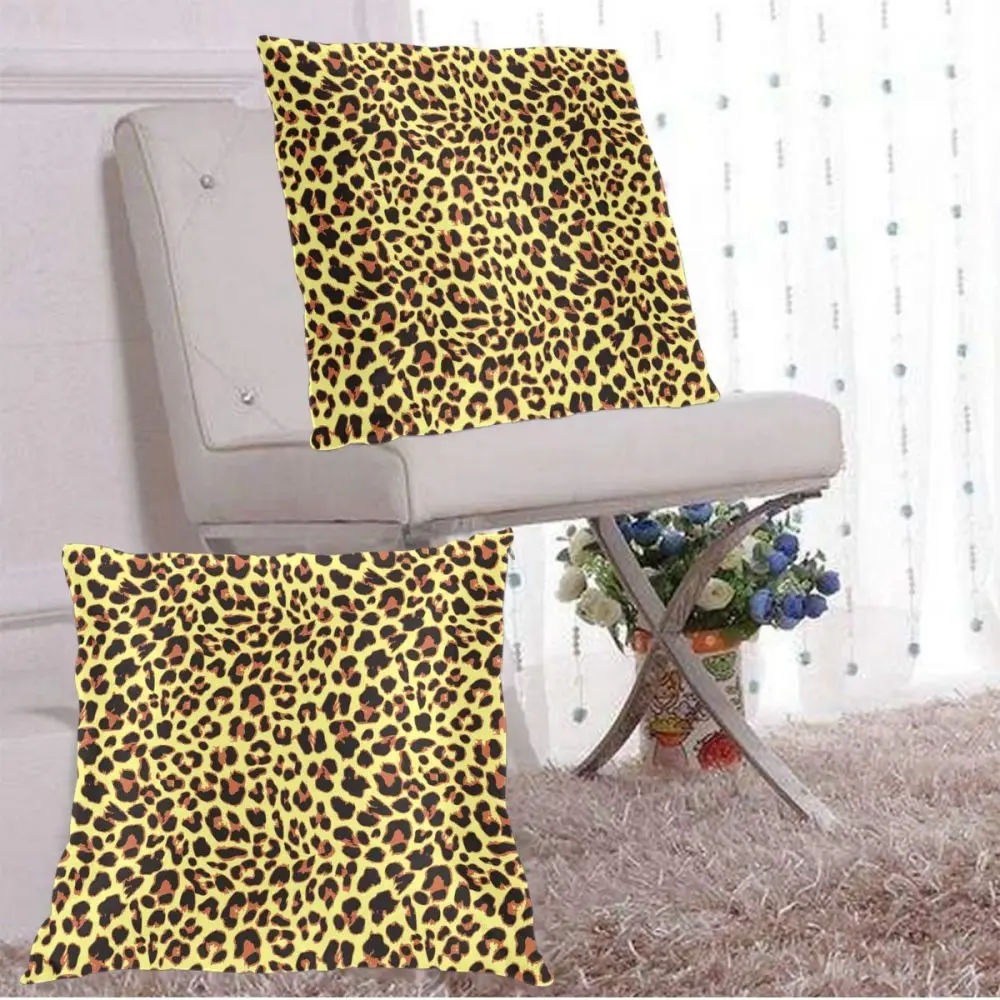 

2Pcs Square Pillow Case Leopard Pattern Decorative Cushion Pillow Cover for Bedroom Living Room Home Hall Art Decor