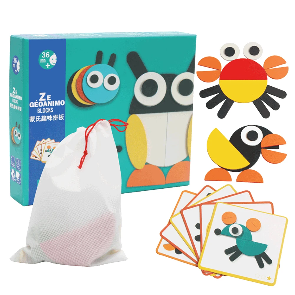 

Cartoon Wooden Bee Bird Animal Color Learning Jigsaw Puzzle Kids Educational Toy