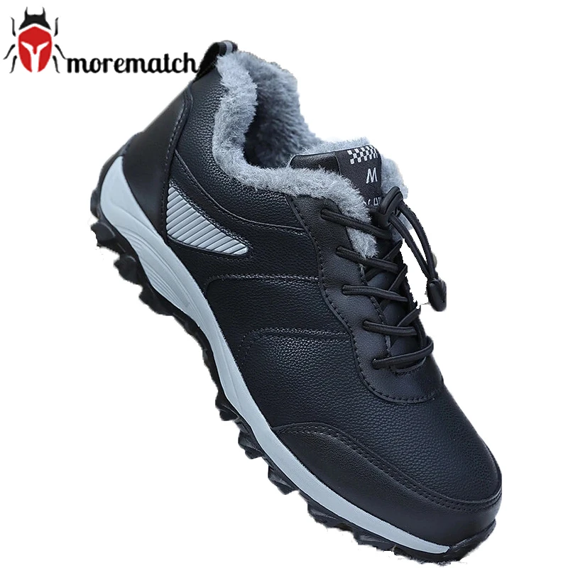 Winter Men Warm Lined Walking Shoes Sport Waterproof Thicken Man Sneakers Solid Color Elastic Band Male Footwears |