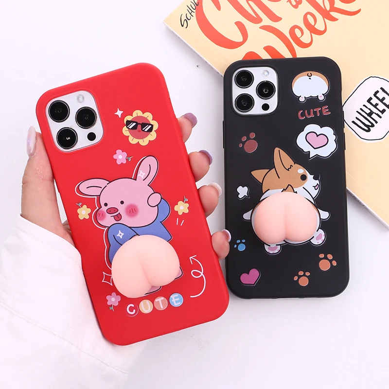 

Creative Cartoon 3D Pinch Phone Coque For iphone 11 12 13 Pro Max MiNi X XR XS 7 8P Colourful Silicone Smartphone Case Funda