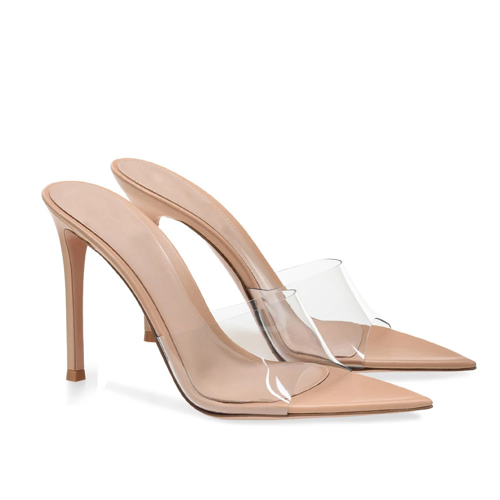 

Women Stiletto Thin High Heel Slide Sandal Sexy Pointed Toe Evening Party Shoe Peep Toe Fashion Ball Summer Lady Sandal 7-I-SP-1