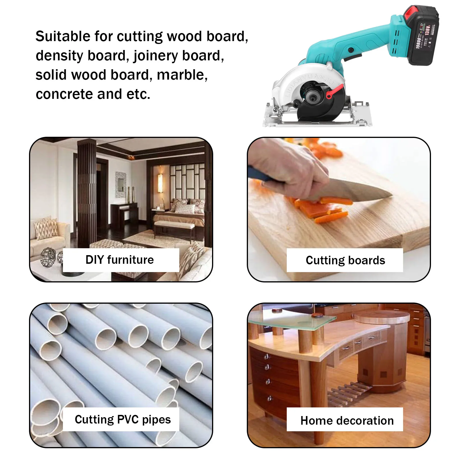 

5inch 138VF Electric Circular Saw High Power Lithium Battery Woodworking Tool Wood Board Marble Cutting Machine Electric Saw