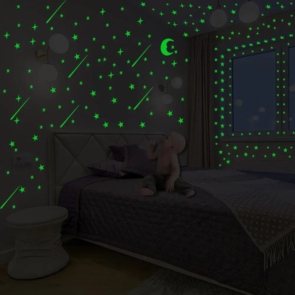30cm Luminous Moon 3D Wall Sticker for kids room living bedroom decoration home decals Glow in the dark Stickers | Дом и сад