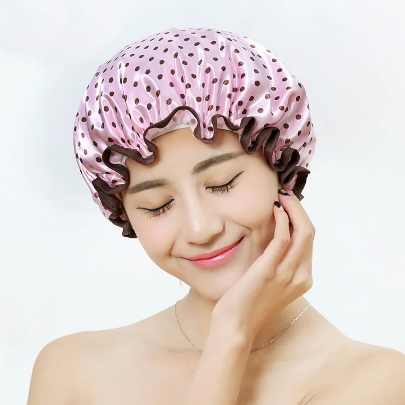 

Multi-colored Shower Hair Cover Caps Bath Cap for Women Waterproof & Adjustable Double Layered Shower Bathroom Accessories
