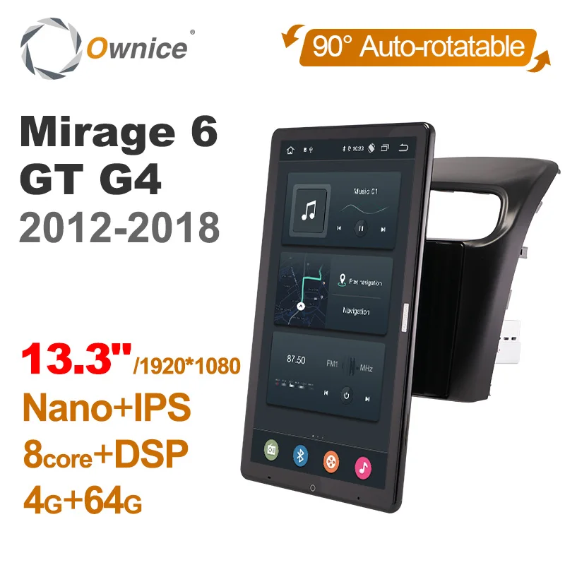 1920*1080 Android 10 0 Ownice 13 3 дюймов вращающаяся Автомагнитола для Mitsubishi Mirage 6 GT G4 2012 2018
