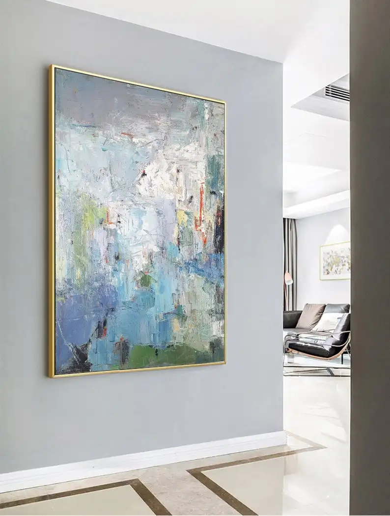 

Large Green Abstract Painting, Purple Abstract Painting, Original Acrylic Abstract Painting, Canvas Abstract Art,Large Canvas