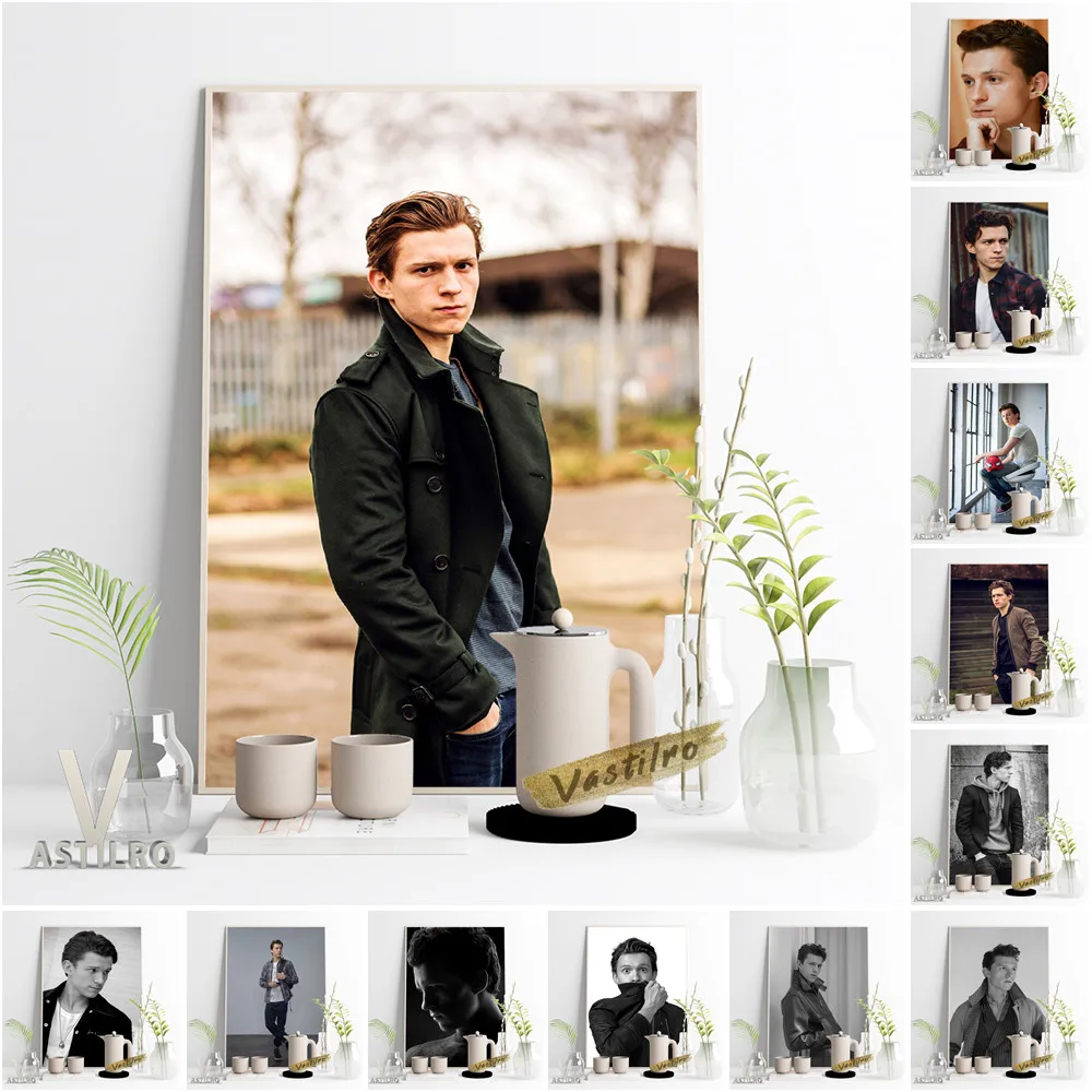 

Tom Holland Movie Star Wall Art Poster Fashion Magazine Black White Portrait Print Wall Stickers Actor Celebrity Gift Home Decor