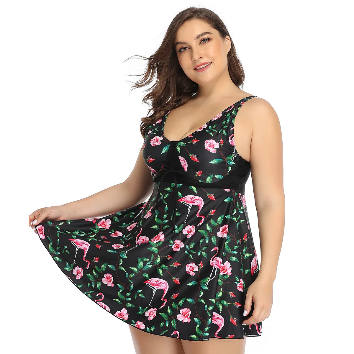 

Plus Size Women Skirt Swimwear 2021 Summer Two Piceces set Swimsuits Bathing Suit Bikini Mujer Push Up Beach Dress Dropshipping