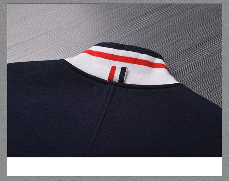 

2021 Fashion TB Brand Sweatershirts Men Jacket Solid Clothing Patchwork Panelled Baseball Uniform Casual Sportswear Coat