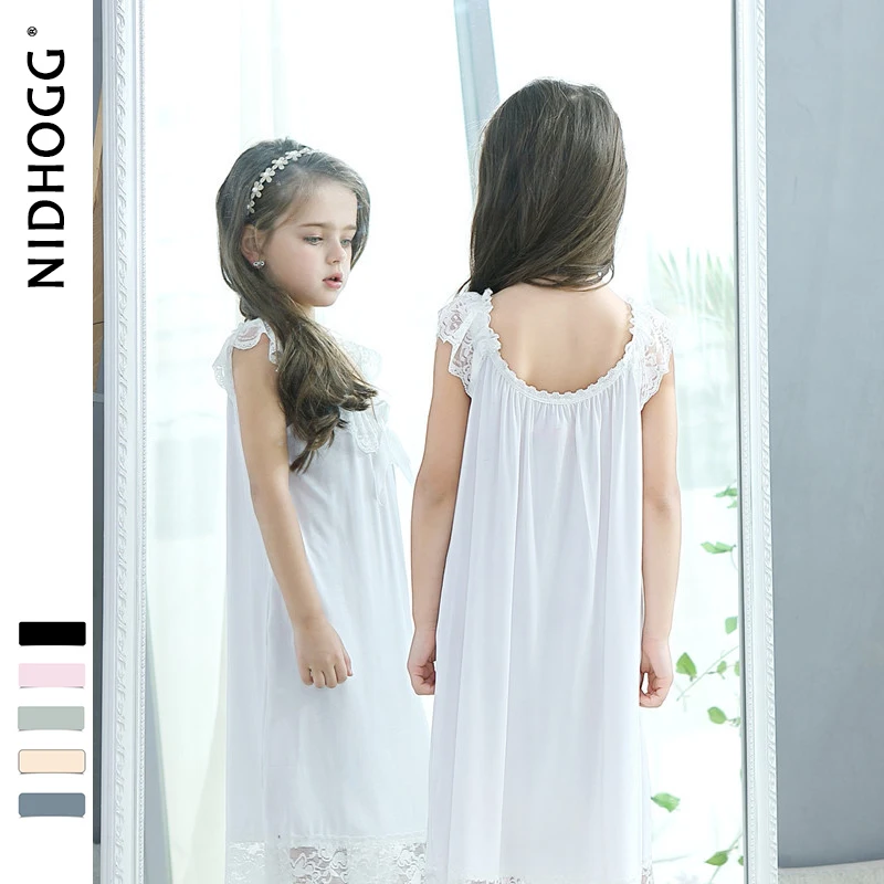 Летняя Модальная длинная Корейская Ночная рубашка без рукавов для мамы и дочери