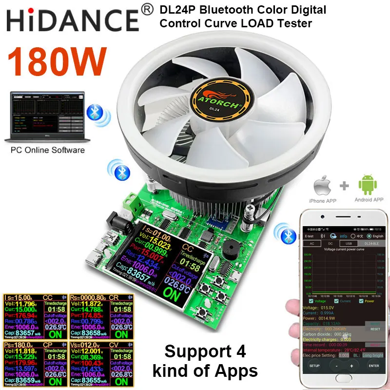 200V20A180W регулируемый постоянный ток электронная нагрузка батарея тестер usb dc 12V24V свинцово-кислотный литиевый разрядный измеритель емкости
