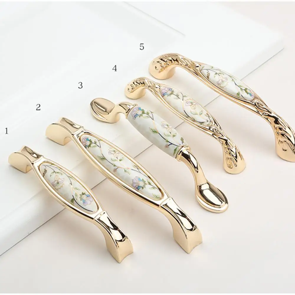 Ручка двери шкафа Европейская керамическая ручка 96 Золотой Американский ящик