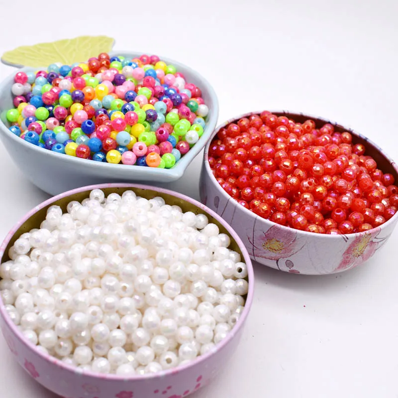 

6mm 100pcs/lot Faceted Brightcolor Beads Acrylic Beads For Jewelry Making DIY Handmade Charms Bracelet Necklace Jewelry Finding