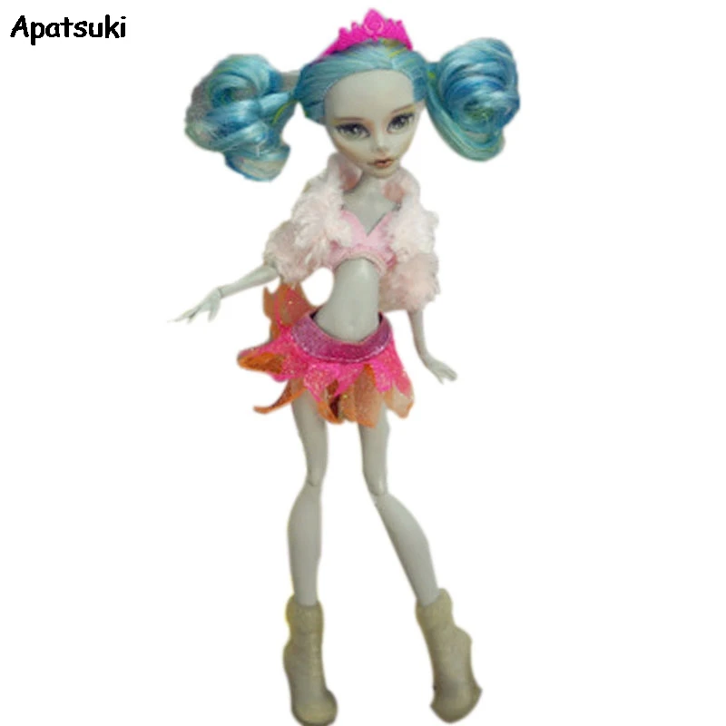 

Fashion Doll Clothes Set For Bratz Doll Outfits Pink Tube White Coat Short Top & Skirt For Demon Monster High Dolls Kids DIY Toy