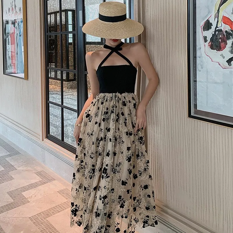 

WTIANYUW New 2021 French Retro New Woman Dress Floral Bandage Dresses Summer Beach Dresses Women Summer Maxi Dresses