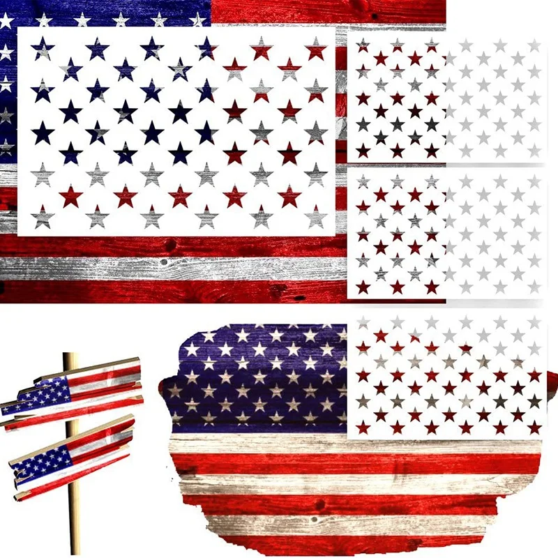 6 шт многоразовый трафарет звезда американский флаг шаблон для живописи на ткани