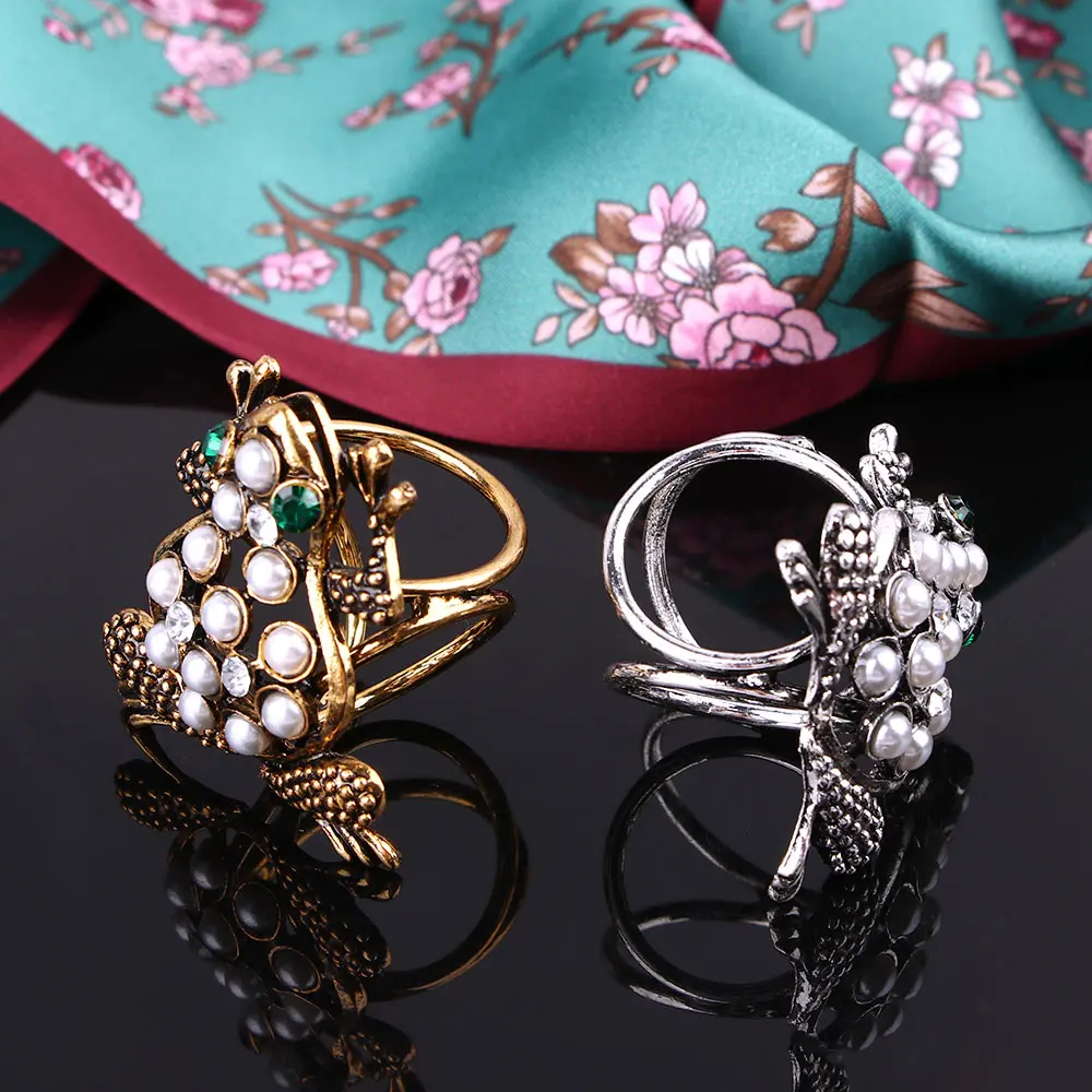 Горячая Мода для женщин Ретро лягушка Бриллиантовая жемчужная шаль-кольцо шарфы