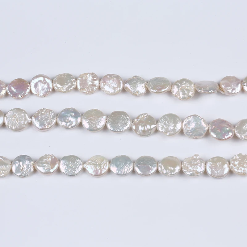 Недорогие натуральные белые бусины из ниток груши в форме монеты 11-12 мм Лидер