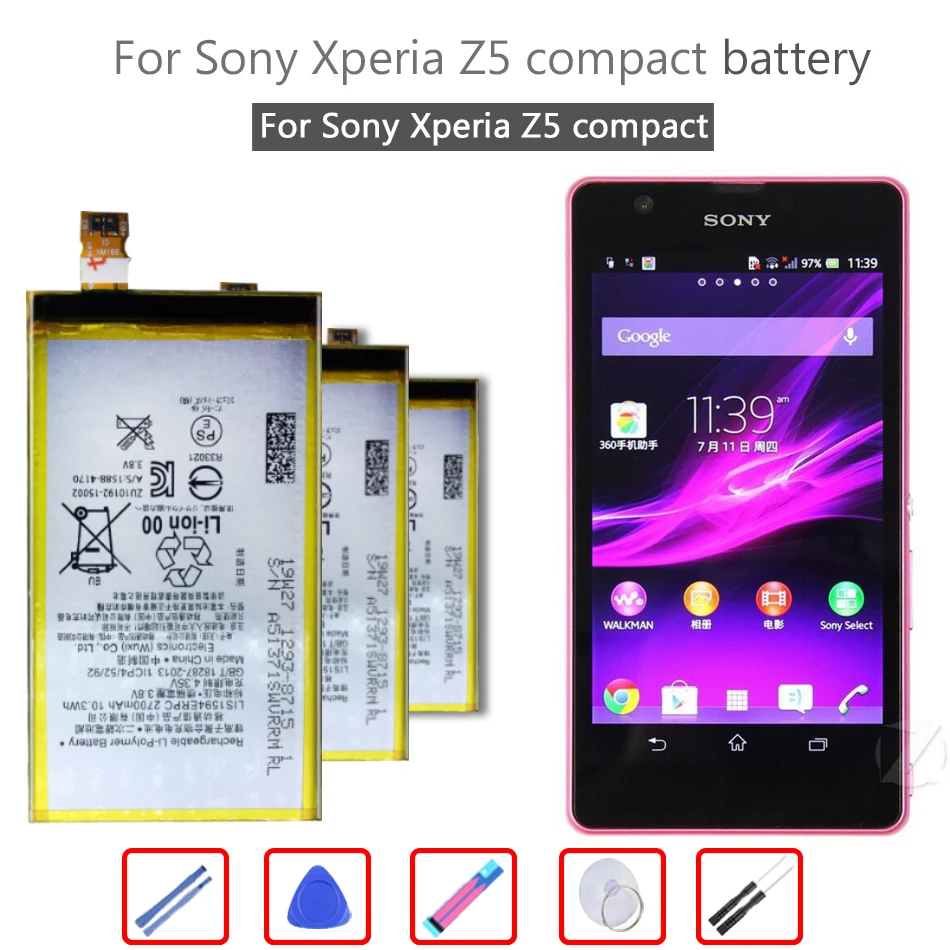 

Аккумулятор LIS1594ERPC 2700 мАч для SONY Xperia F5321, Z5C, Z5 mini, E5823, Z5, компактный подлинный C6, F3216, F3215, F3216Xc