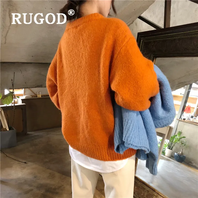 RUGOD/Новинка 2019 года зимний теплый женский свитер пуловеры с круглым вырезом