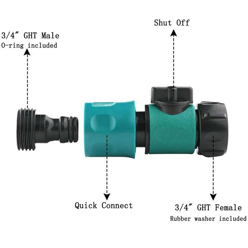 

3/4 Inch Garden Hose Fitting Quick Connector Male and Female Set with Shut-Off Valve Switch (5 Sets/ 10 Pack)